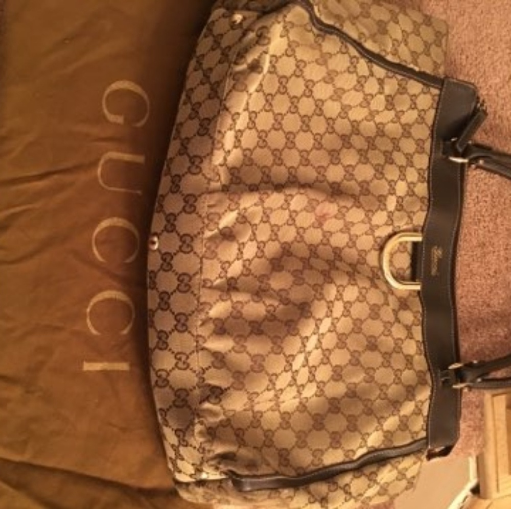 Authentic Gucci GG canvas G ring hobo bag
